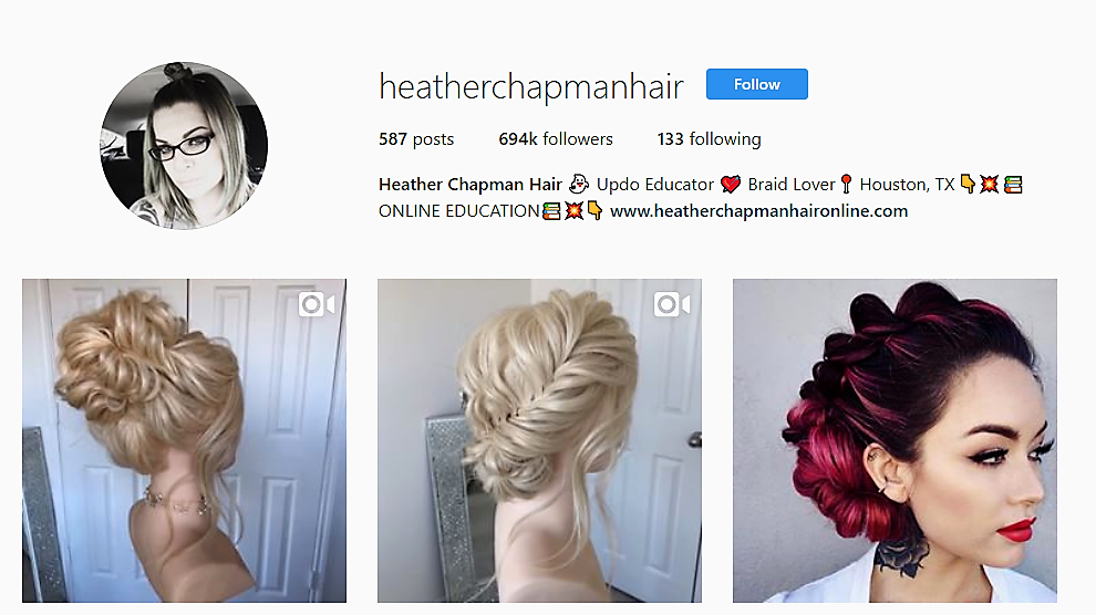 The Braid Whisperer - Heather Chapman Instagram #weddignhair all star 2018