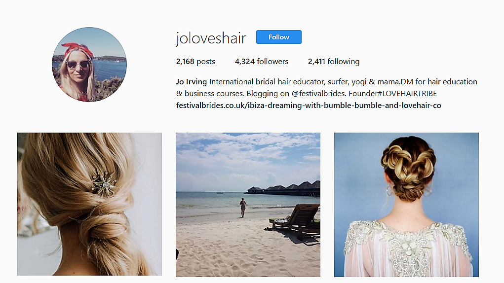 JO IRVING Intagram Wedding Hair